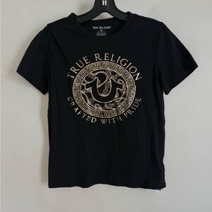 True Religion Black T-Shirt with Gold Logo
